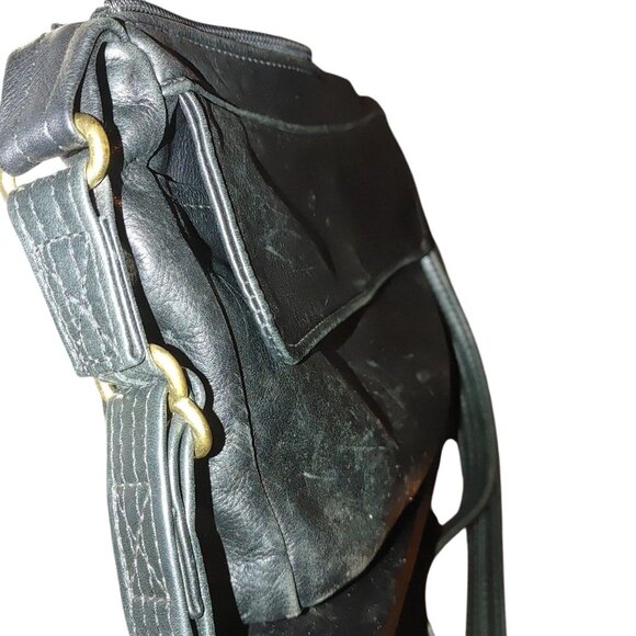 Crossbody Grace Leathers USA Vintage Shoulder Purse Black Adjustable Strap - Picture 12 of 12